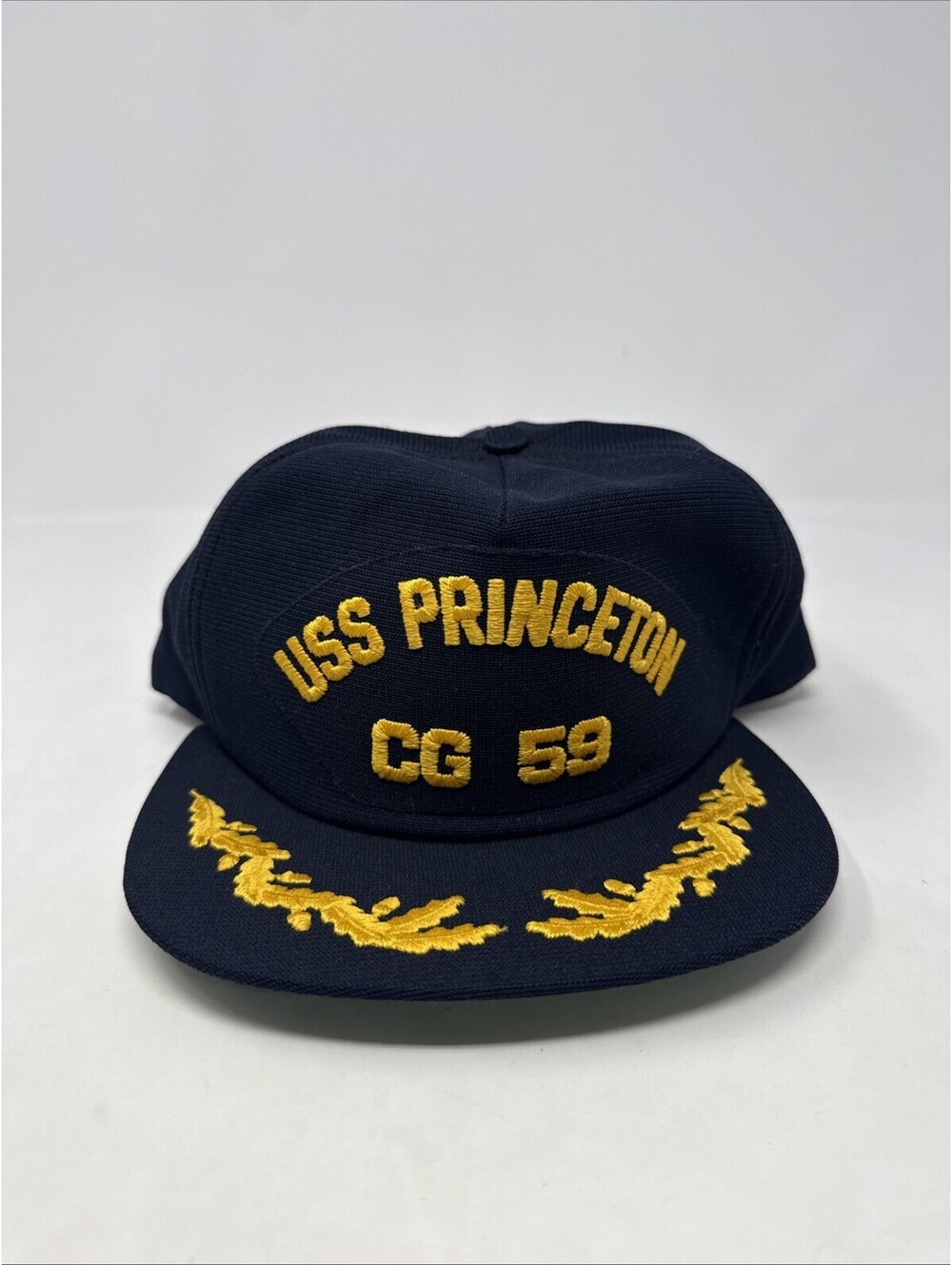 USS Princeton CG 59 VTG Hat Blue Yellow Oak Leaf Bill SnapBack US Navy